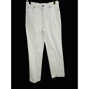 Talbots Stretch White Denim Pants Size‎ 8 Long Classic Casual Jeans